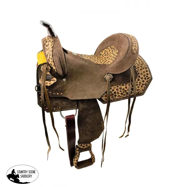 14,15,16  Double T  Hard Seat Barrel style saddle with Cheetah Seat.