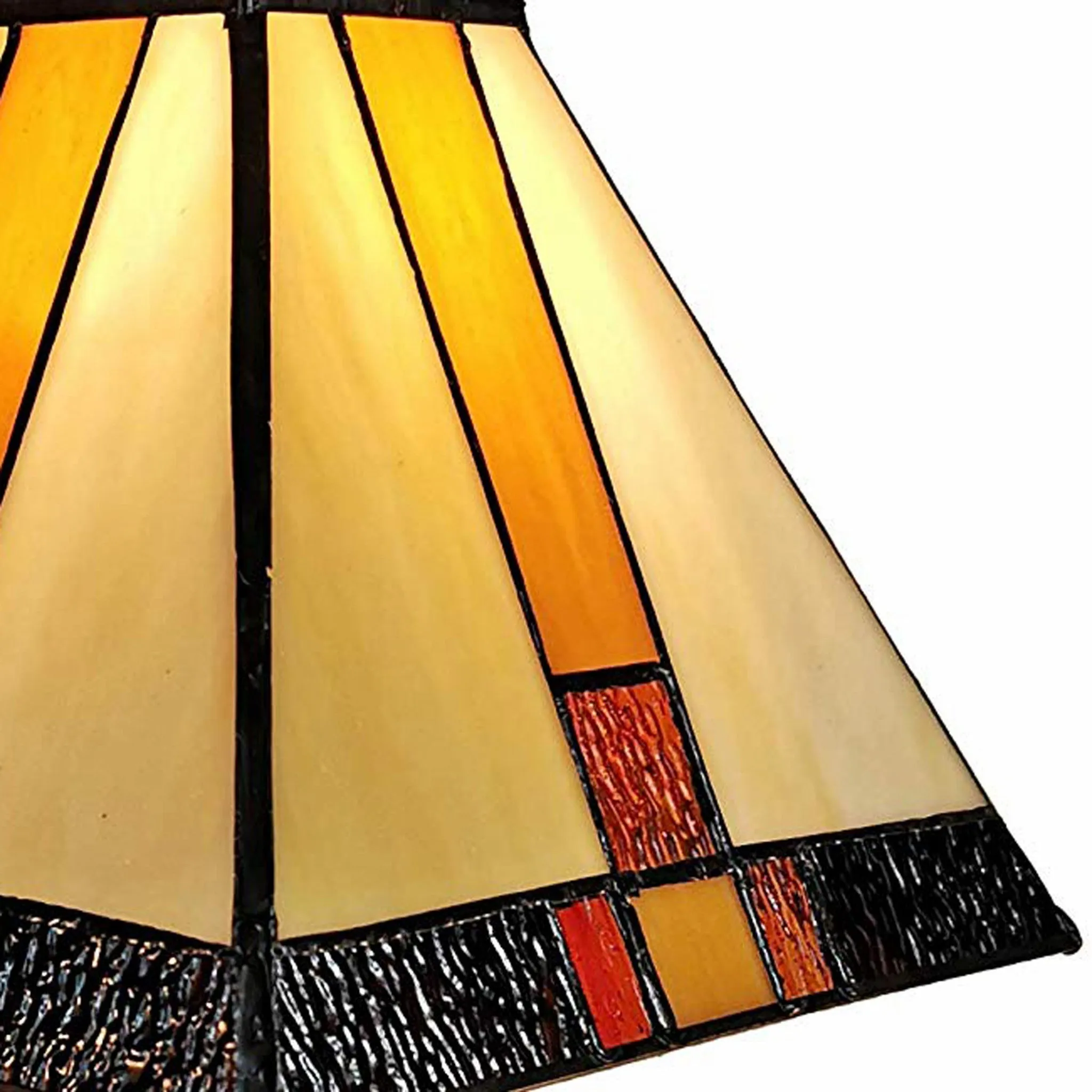 15" Tiffany Amber and Black Mission Style Table Lamp By Homeroots