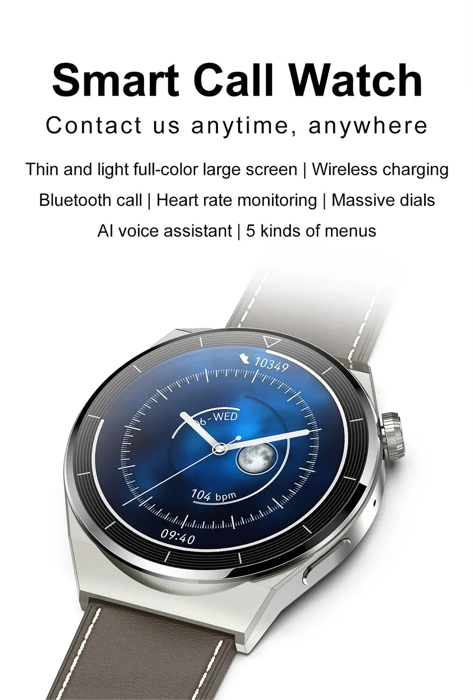 AMOLED 390*390 HD Screen Heart Rate Bluetooth Call Waterproof Smartwatch