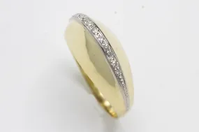 Arch style ring with half cut diamonds in 14 carat gold