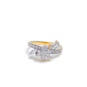 Asymmetrical Floral  Diamond   18k Gold Ring