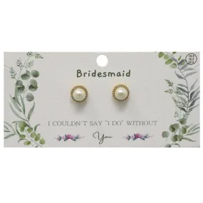 BRIDESMAID CZ Trimmed Pearl Stud Earrings