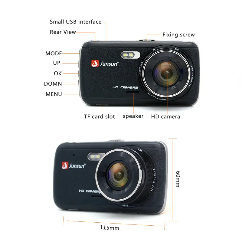 Car DVR Camera Dual Lens with Distance Video Recorder Registrar