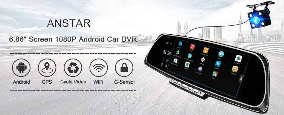 Car Dvr Camera GPS Navigator Android Rearview Mirror