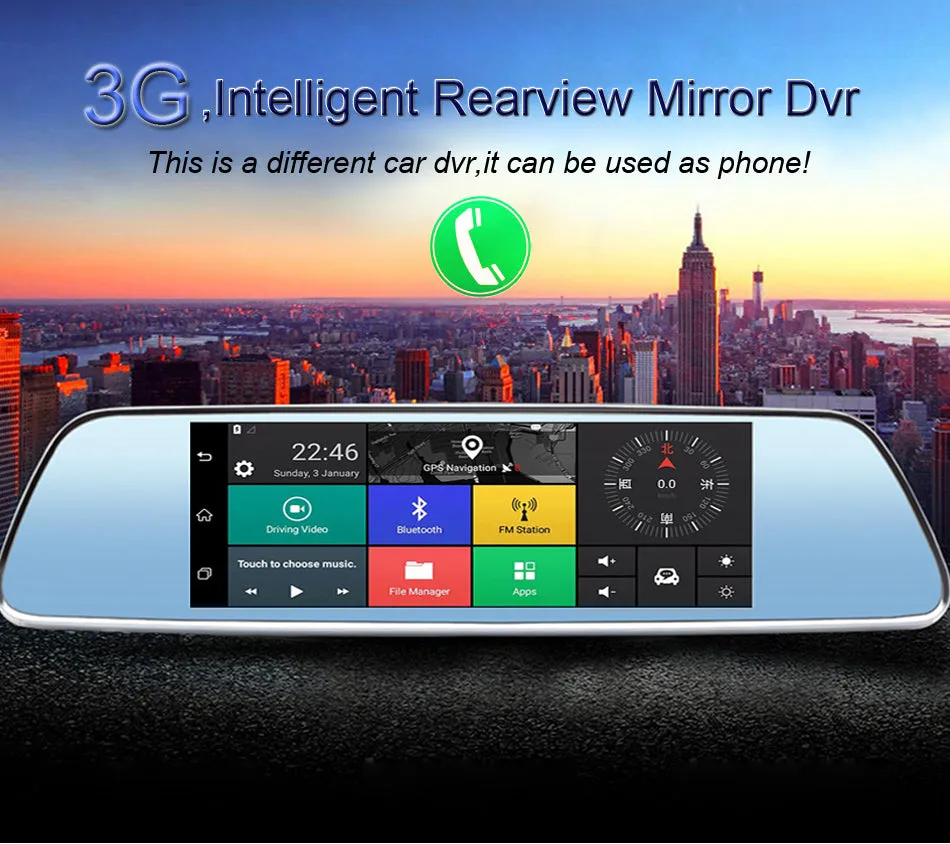 Car Dvr Camera GPS Navigator Android Rearview Mirror