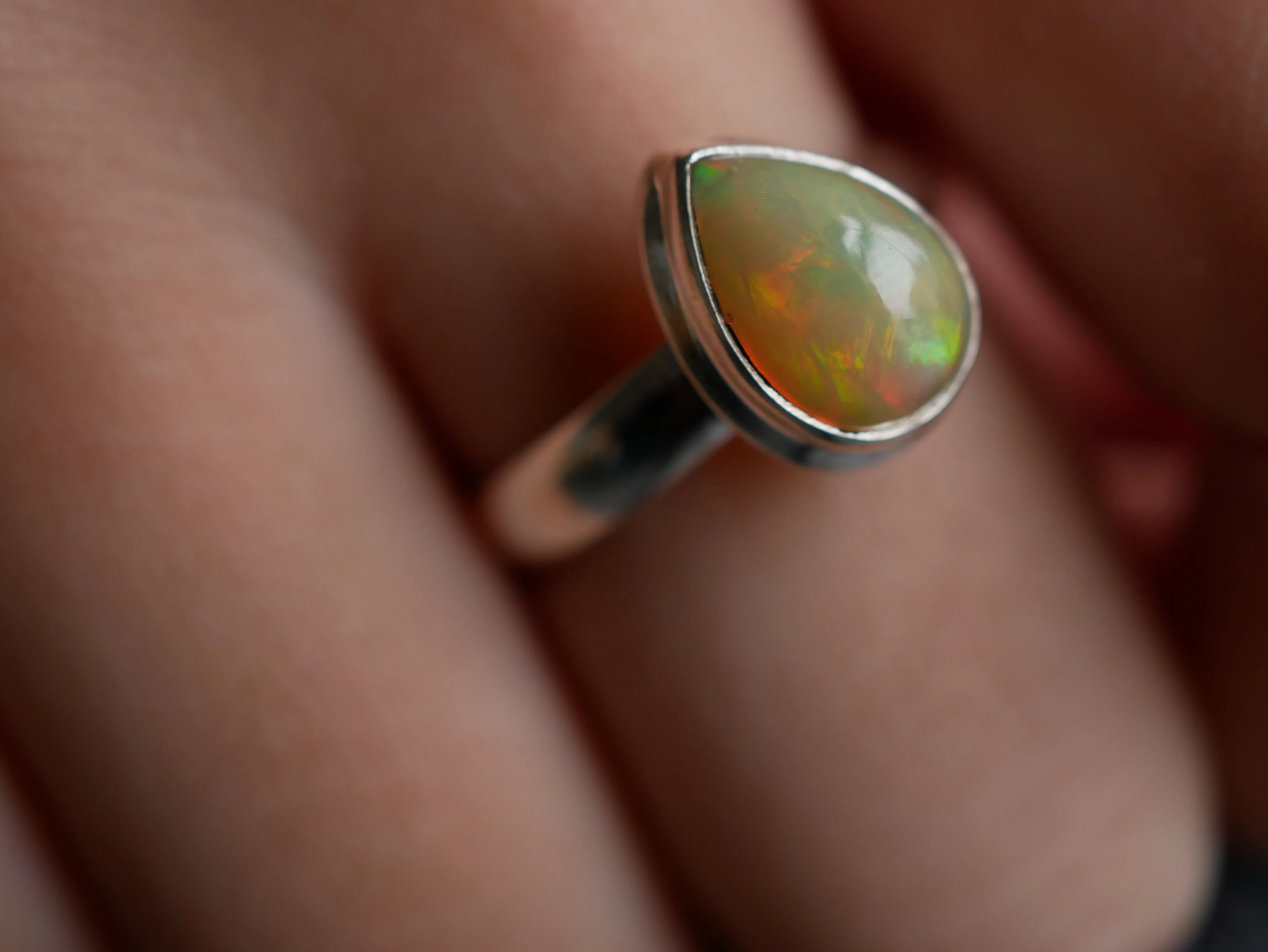 Ethiopian Opal Ari Ring - Teardrop