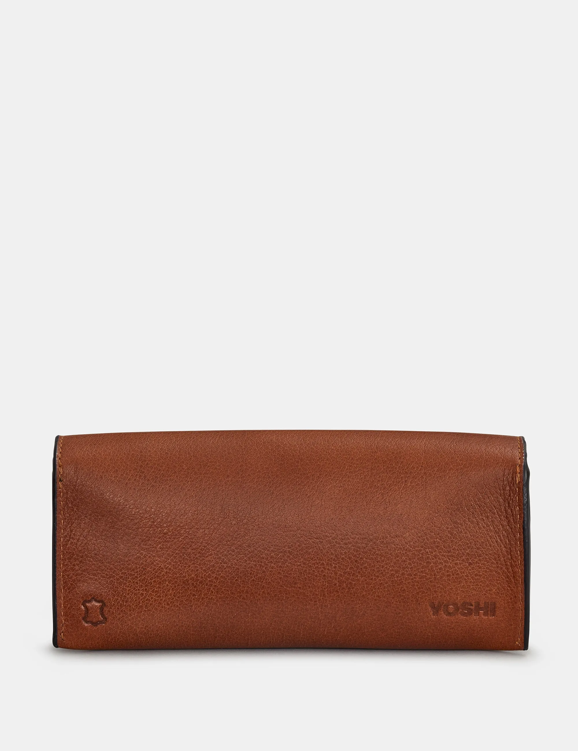 Mod Target Brown Leather Glasses Case