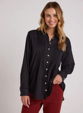 Pintuck Flowy Shirt - Black