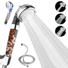 SPureMax™ Handheld Filter Beads Shower Head w/ Hose: High Pressure, 3 Settings