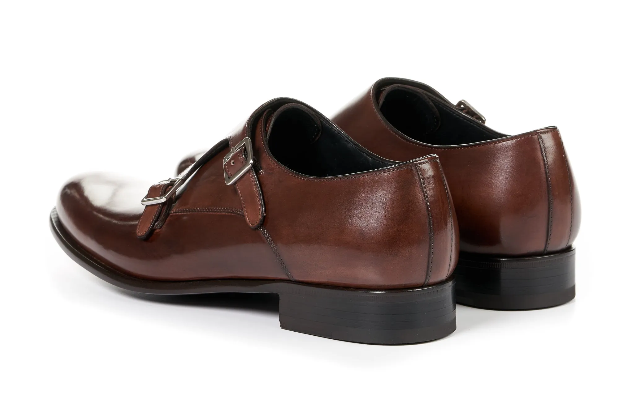 The Poitier Double Monk Strap - Marrone