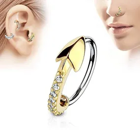 WildKlass CZ Paved Arrow 316L Surgical Steel Nose, Cartilage Hoop Rings